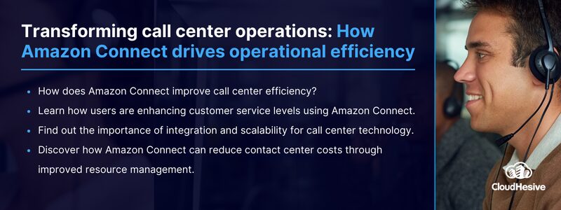 Key Takeaways: How does Amazon Connect improve call center efficiency? Learn how users are enhancing customer service levels using Amazon Connect. Find out the importance of integration and scalability for call center technology. Discover how Amazon Connect can reduce contact center costs through improved resource management. 