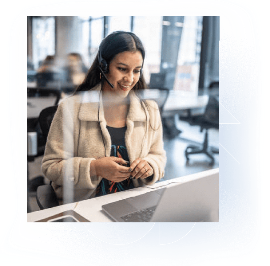 woman with headset working at the office