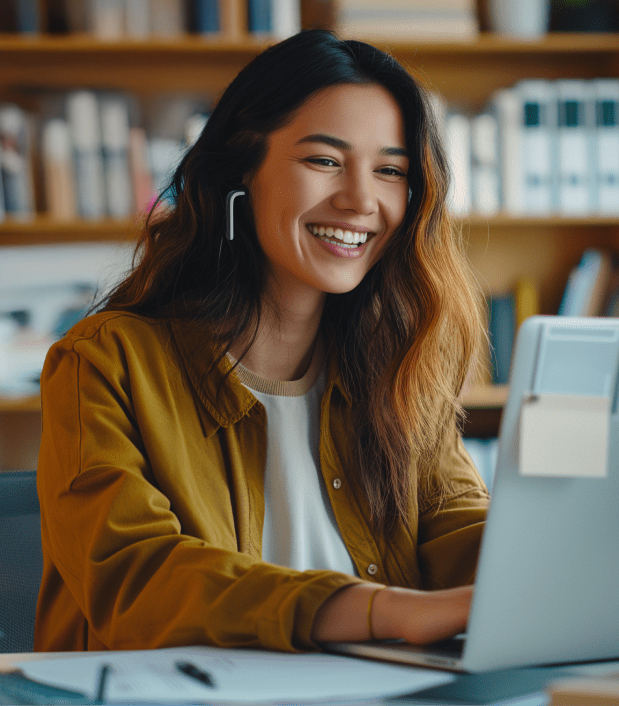 young women working with laptop